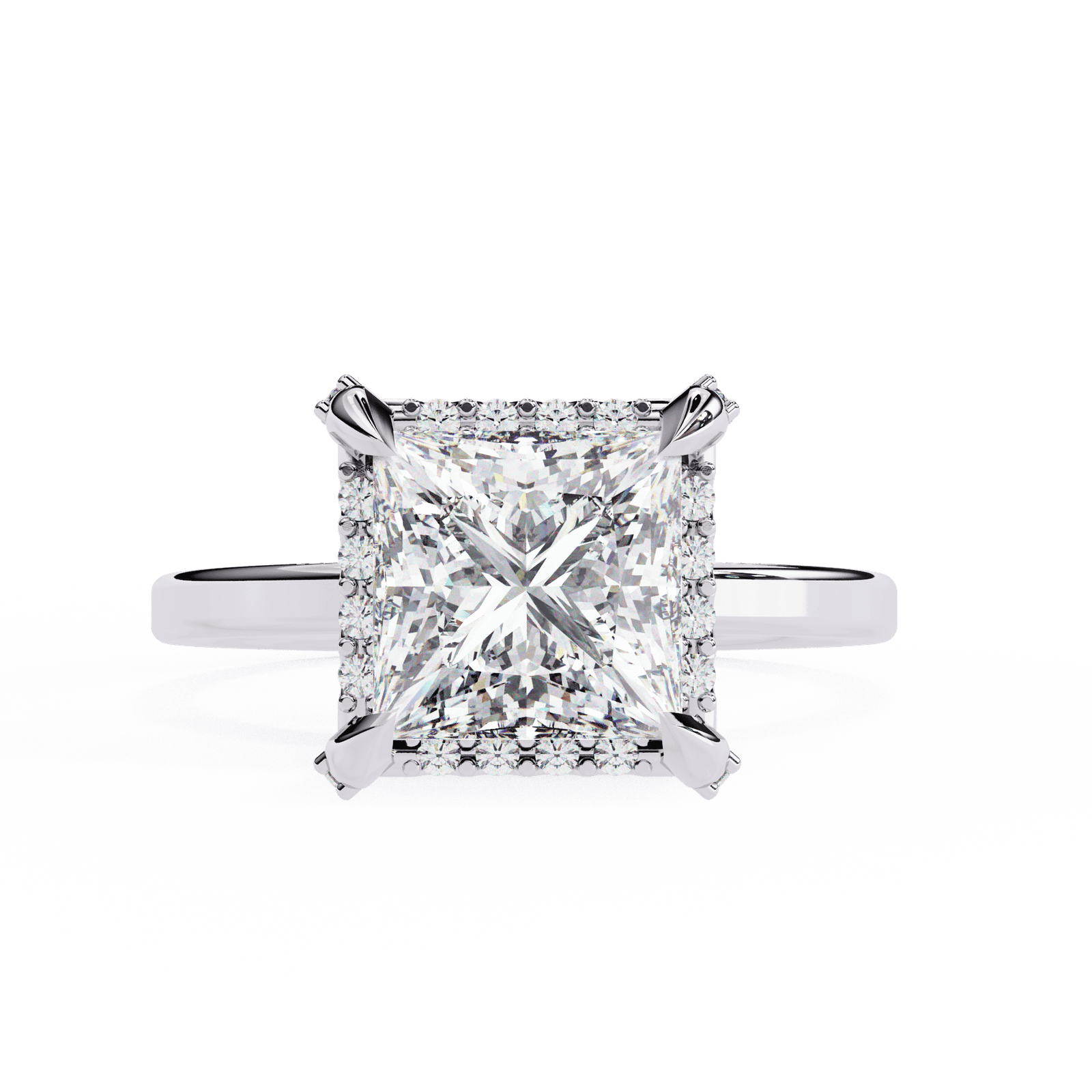 Princess-Cut Solitaire Diamond Ring in Prong Setting